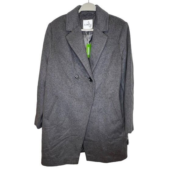 Sam Edelman Womens Size Large Double breasted Wool Blend Coat Charcoal Gray, NWT - Picture 1 of 7